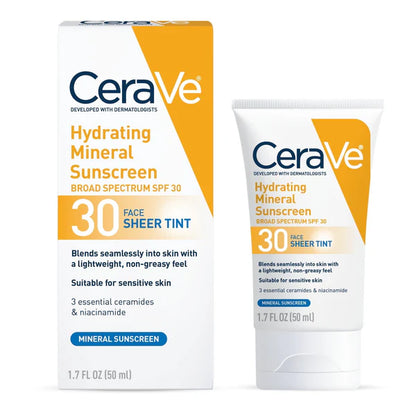 CeraVe Hydrating Mineral Sunscreen SPF 30 Face Sheer Tint Nouvalife